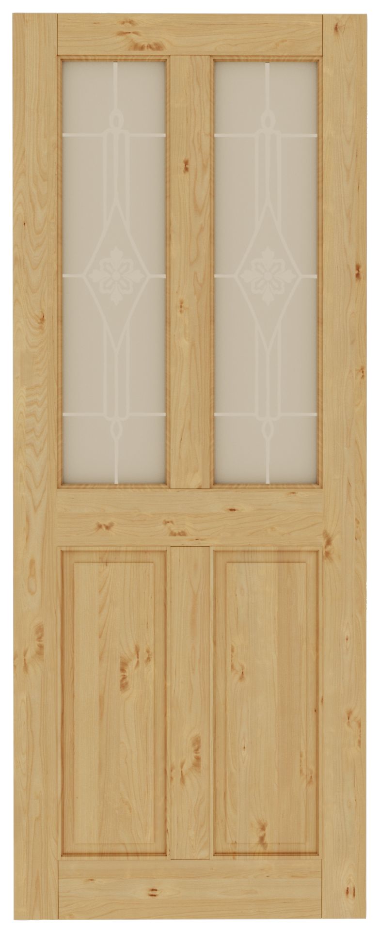Wickes Chester 4 Panel Knotty Pine Glazed Door - 1981 x 686mm