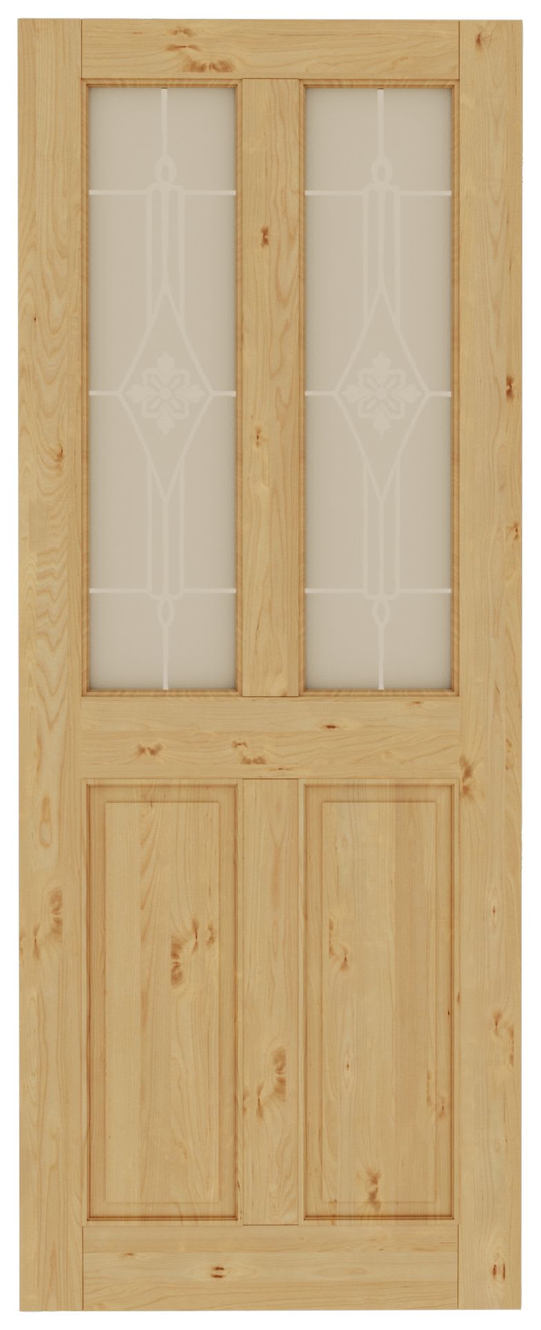 Wickes Chester 4 Panel Knotty Pine Glazed Door