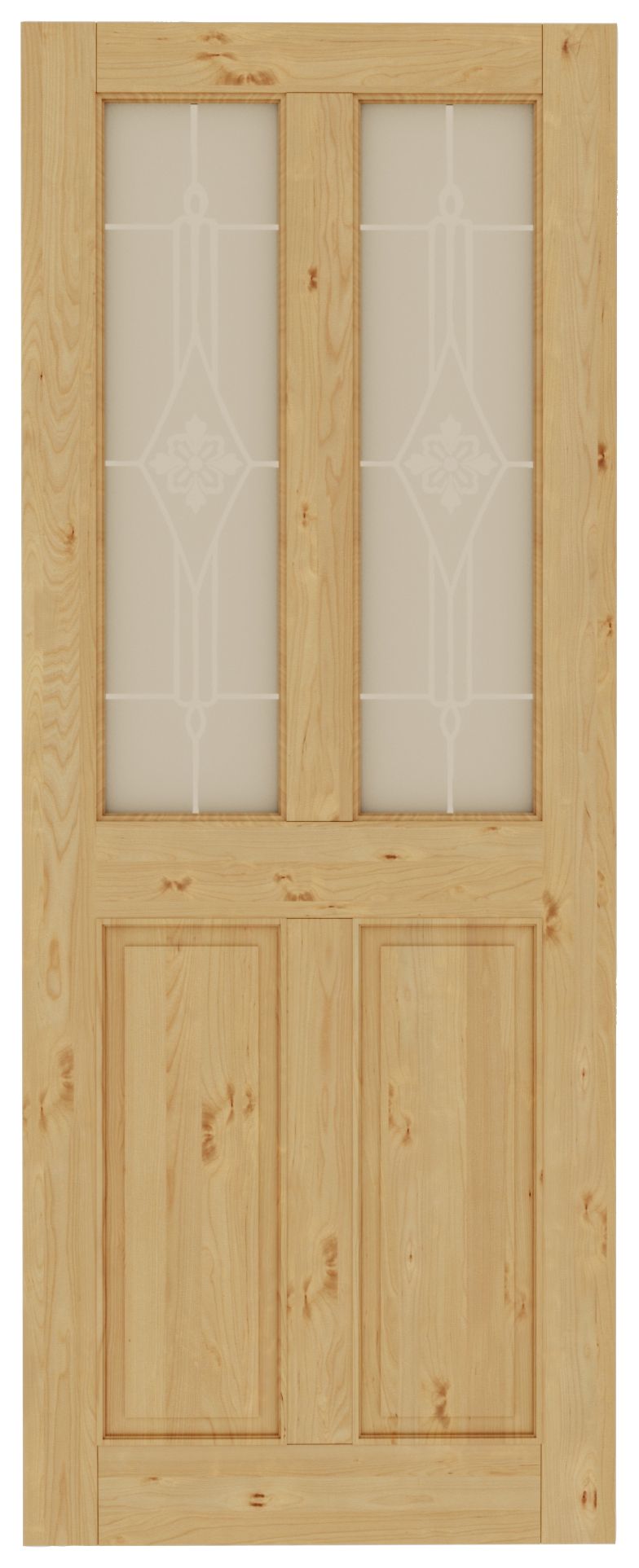 Wickes Chester 4 Panel Knotty Pine Glazed Door - 1981 x 838mm