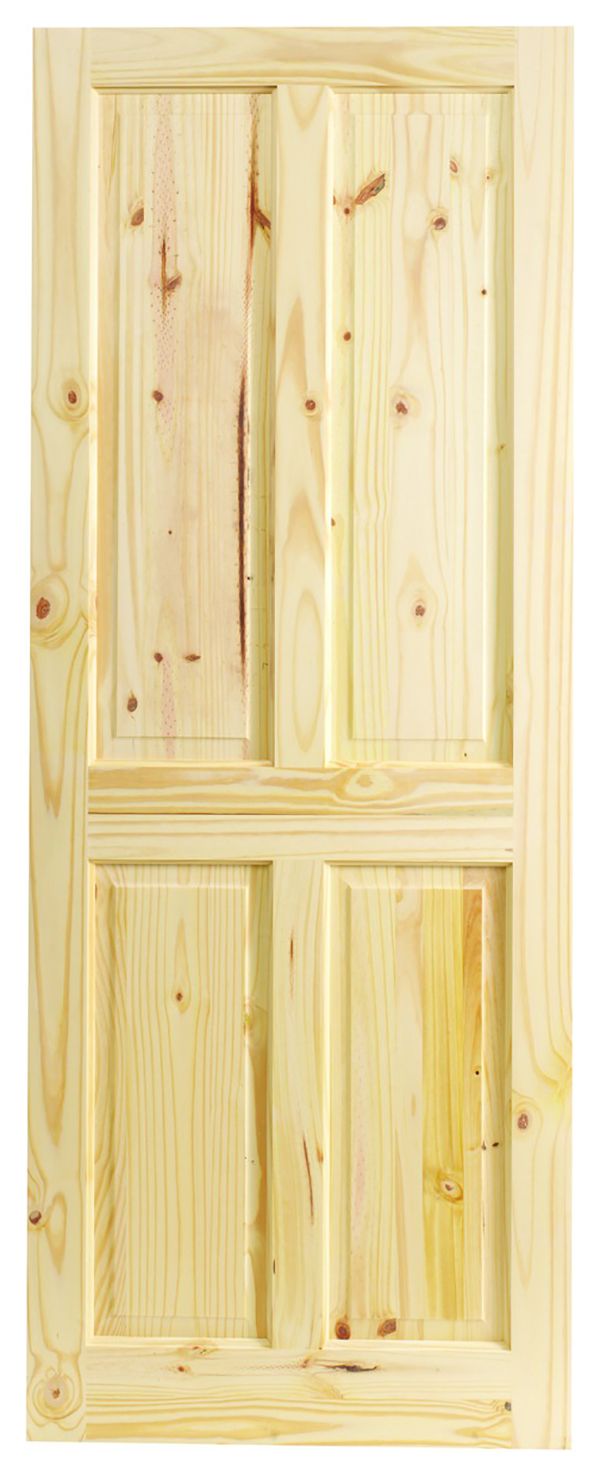 Image of Wickes Chester 4 Panel Knotty Pine Fire Door - 1981 x 686mm