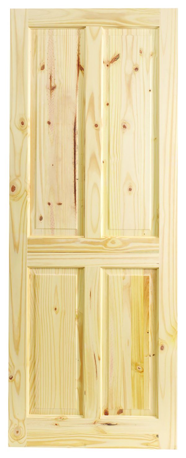 Wickes Chester 4 Panel Knotty Pine Fire Door - 1981 x 762mm