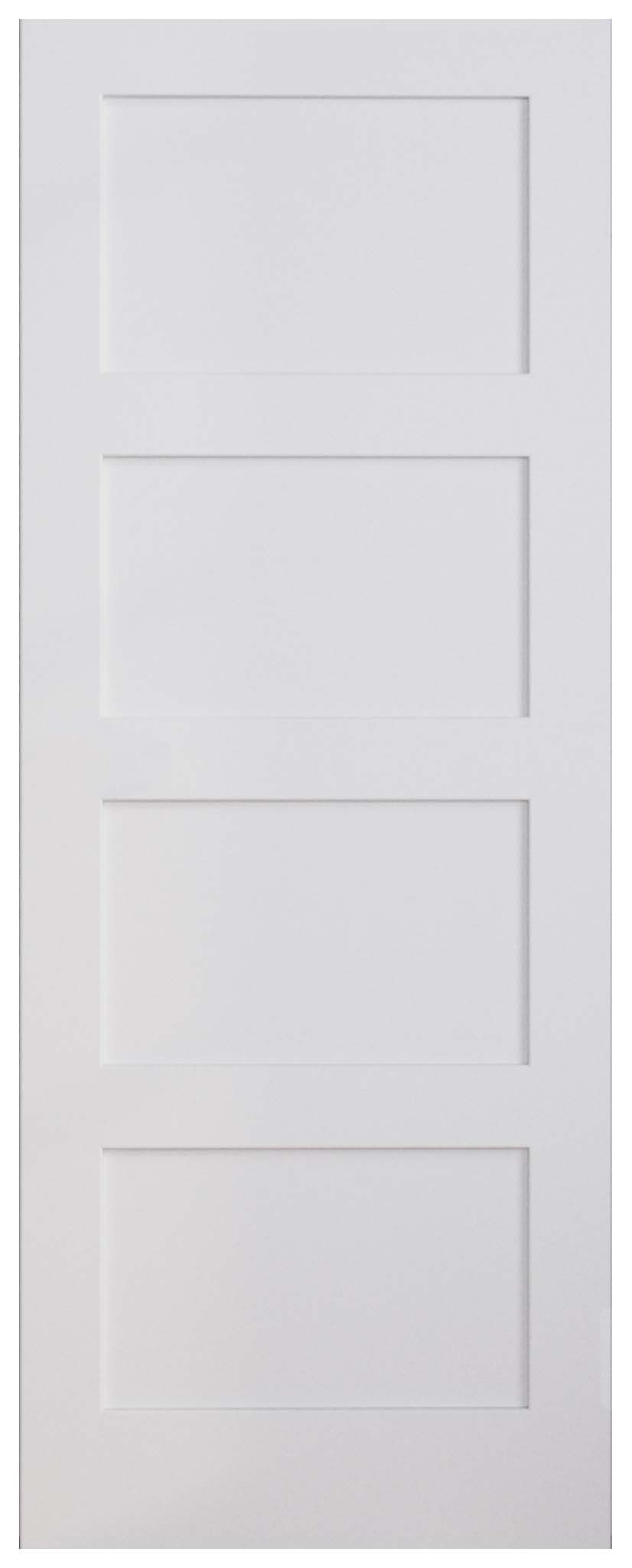 Wickes Marlow 4 Panel Shaker White Primed Solid Core Door - 1981 x 610mm