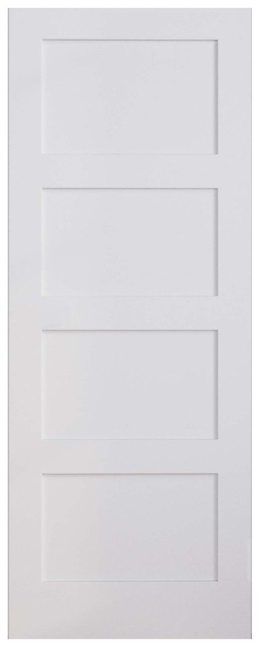 Wickes Marlow 4 Panel Shaker White Primed Solid Core Door - 1981 x 686mm