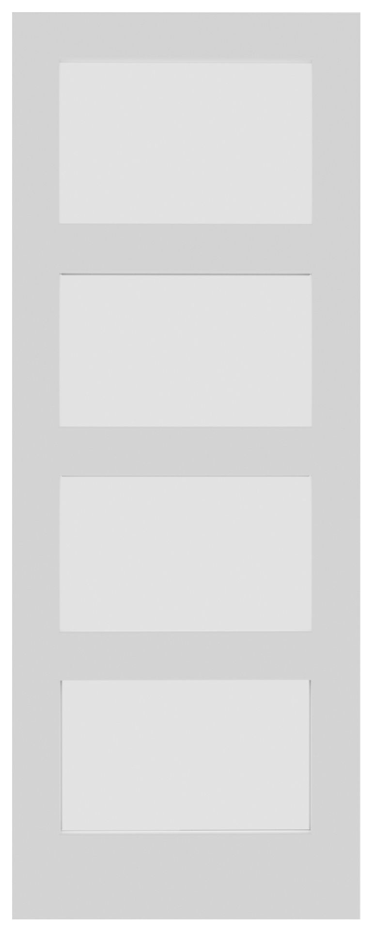 Wickes Marlow 4 Panel Shaker Glazed White Primed Solid Core Door - 1981 x 838mm