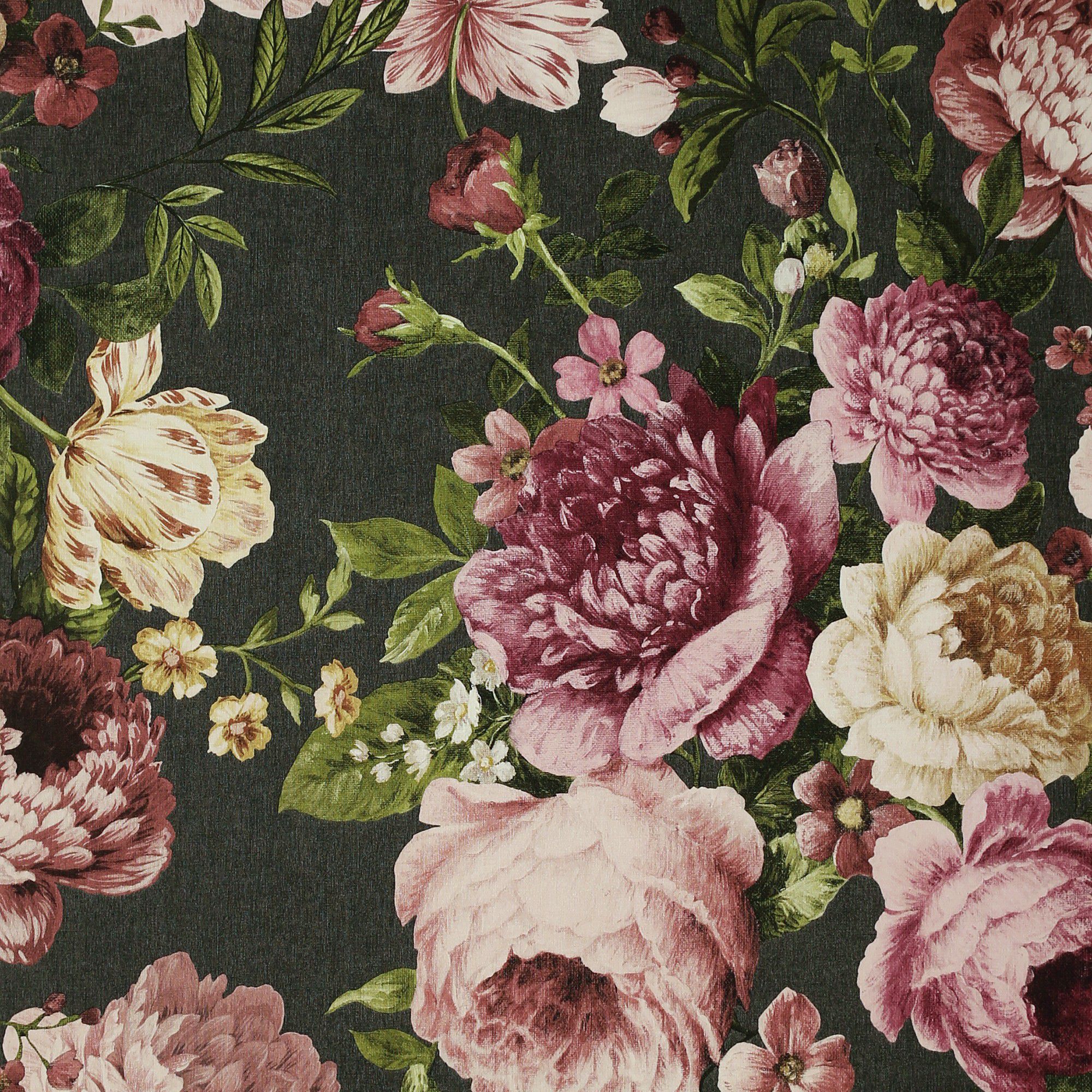 Image of Arthouse Tapestry Floral Charcoal & Pink Wallpaper - 10.05m x 53cm