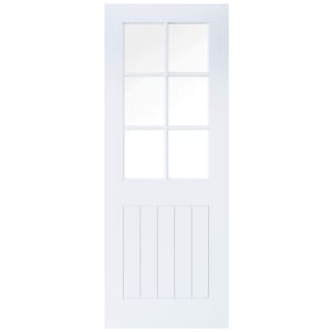 Wickes Geneva Cottage White Primed Glazed Solid Core Door - 1981 mm