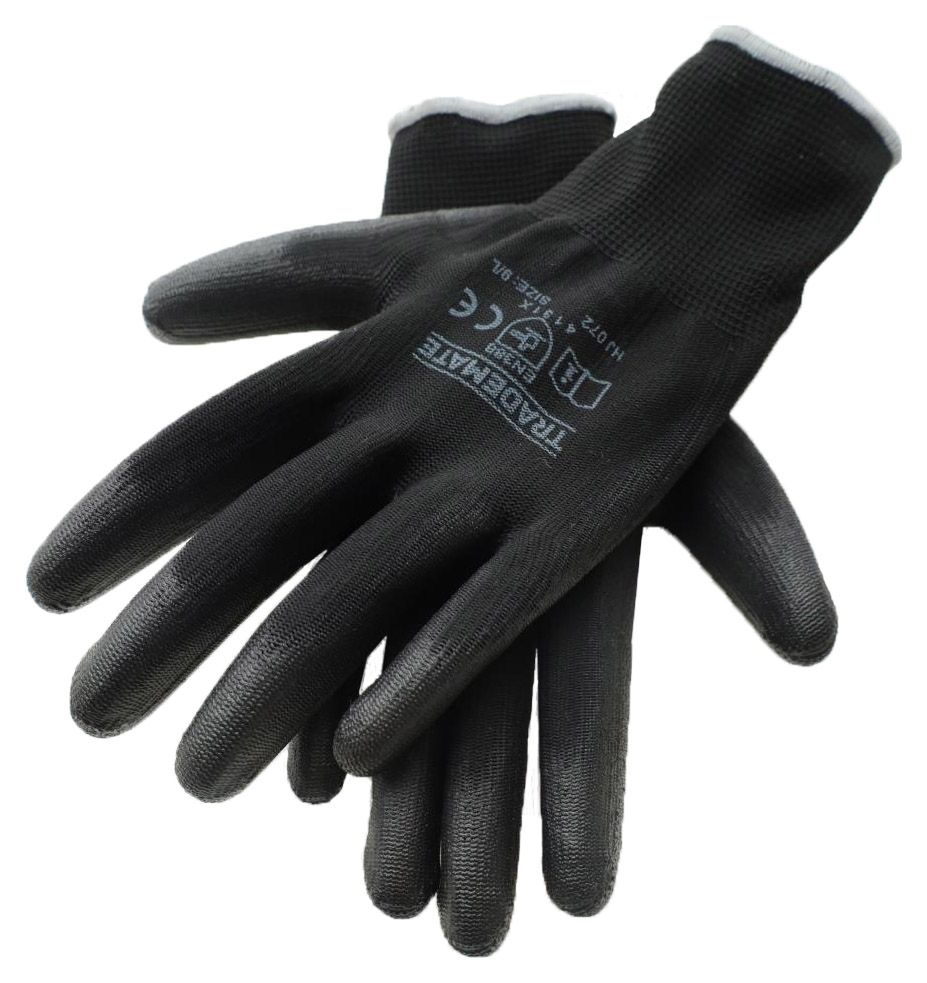 Trademate Black PU Palm Dip Glove - Large