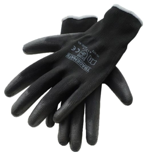 Trademate Black PU Palm Dip Glove - Large