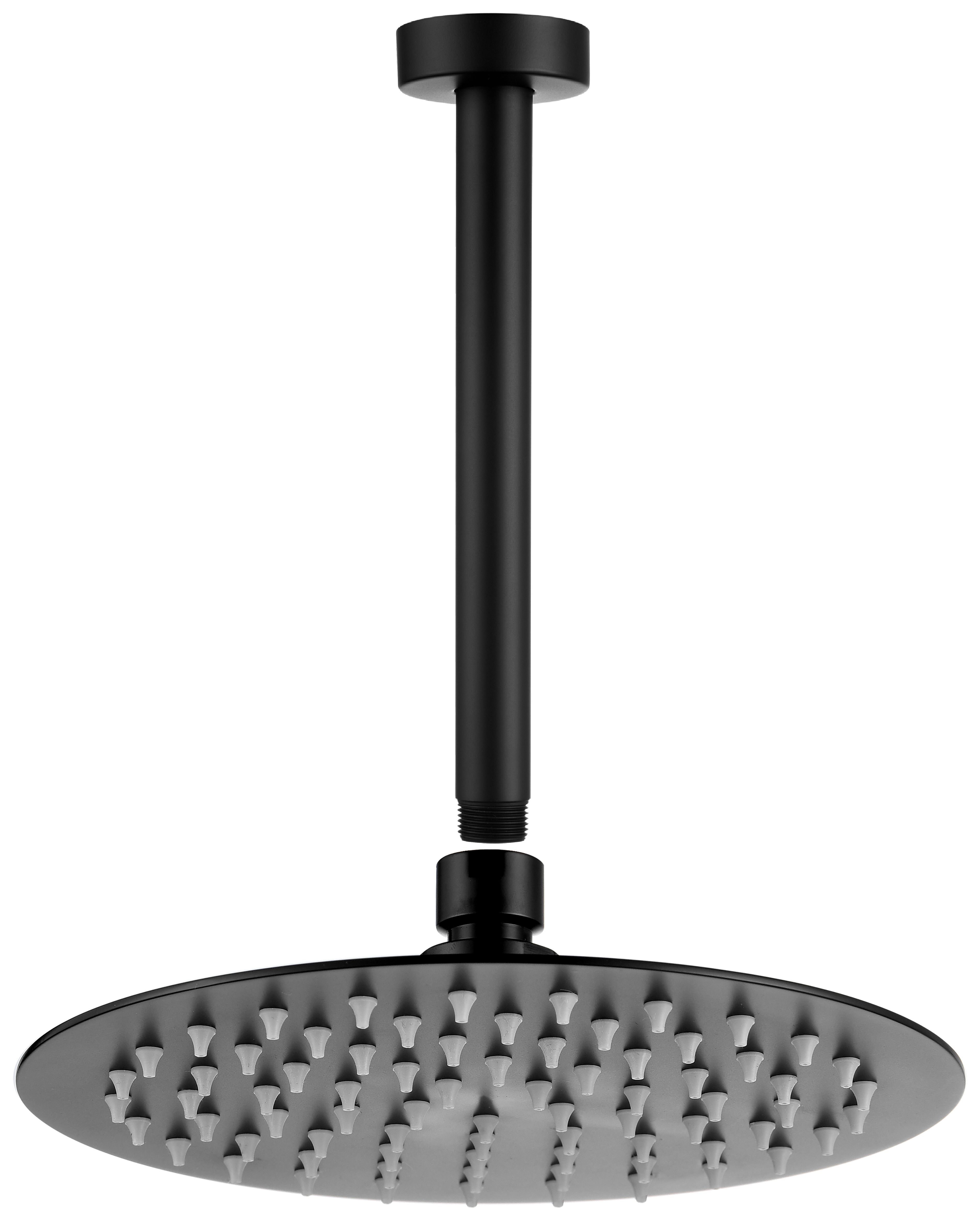 Image of Bristan Black Ceiling Mounted Round Shower Head & Arm