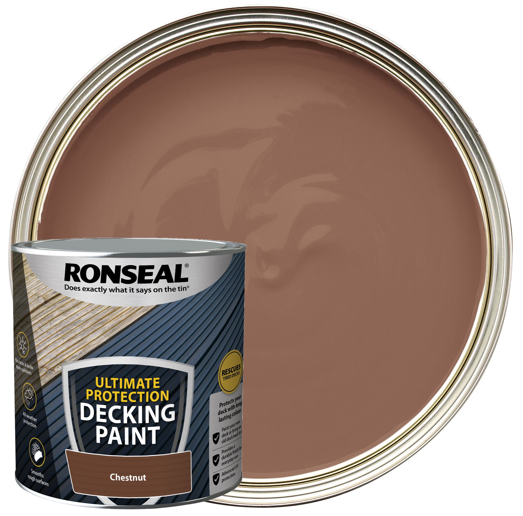 Image of Ronseal Ultimate Protection Chestnut Decking Paint - 2.5L