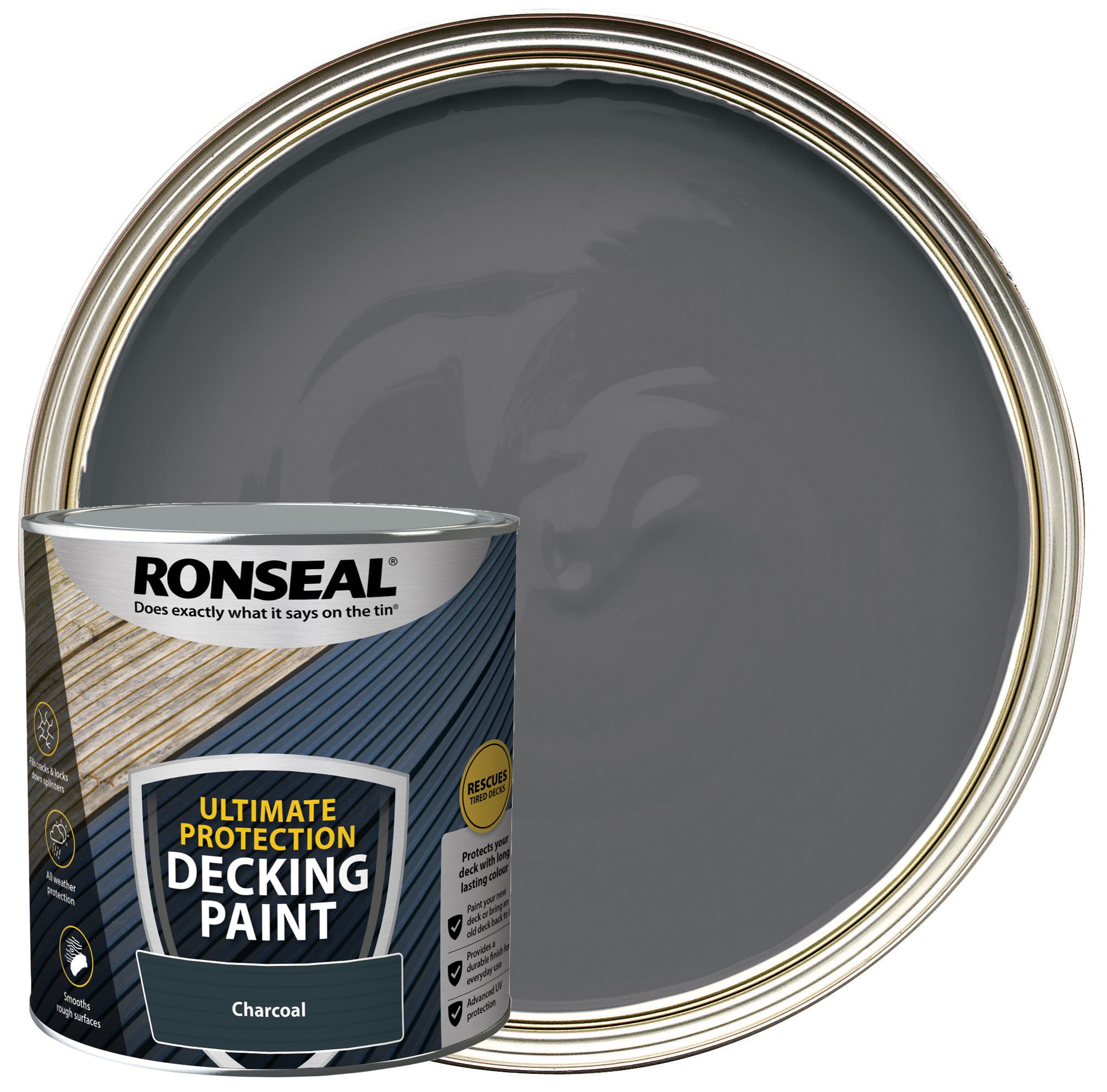 Image of Ronseal Ultimate Protection Charcoal Decking Paint - 2.5L