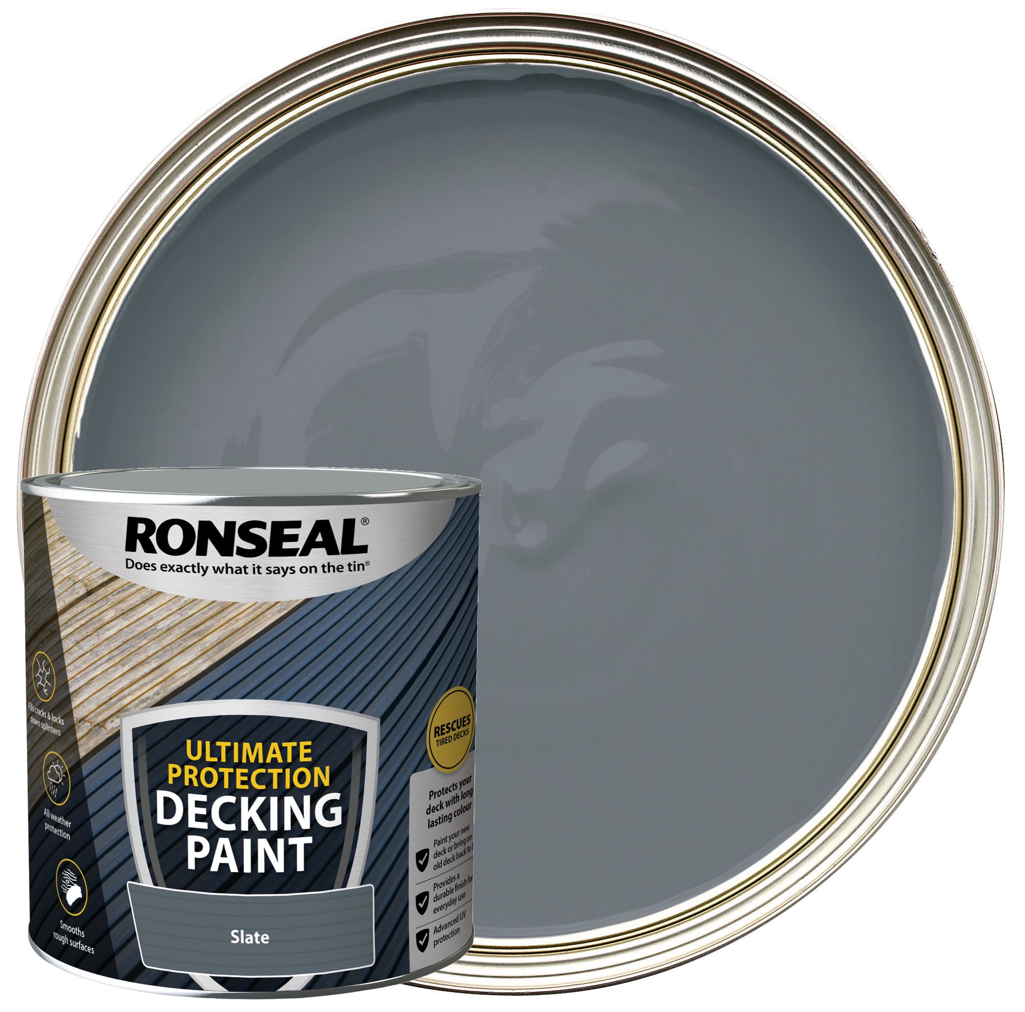 Image of Ronseal Ultimate Protection Slate Decking Paint - 2.5L