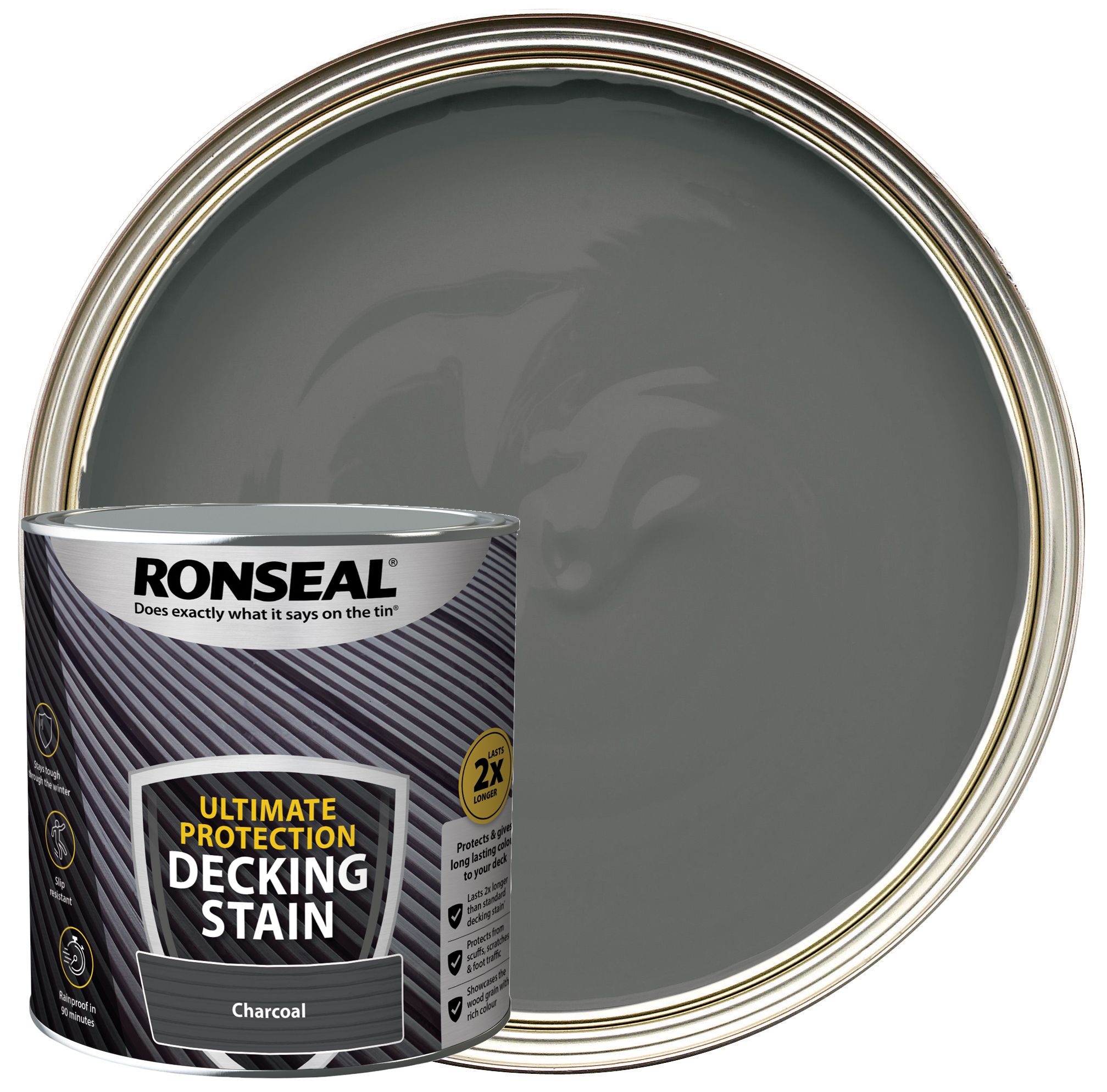 Image of Ronseal Ultimate Protection Charcoal Decking Stain - 2.5L