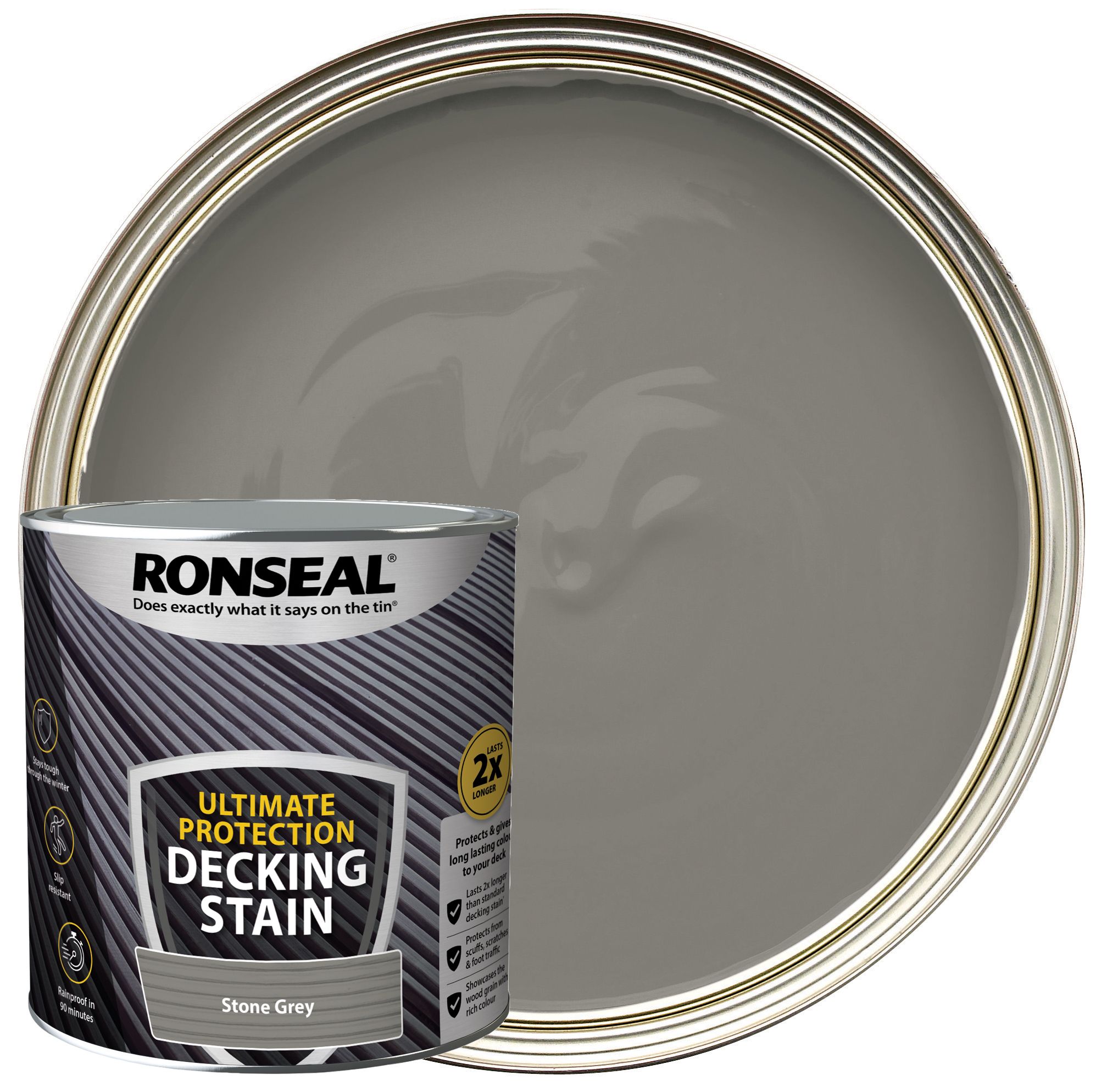 Image of Ronseal Ultimate Protection Stone Grey Decking Stain - 2.5L