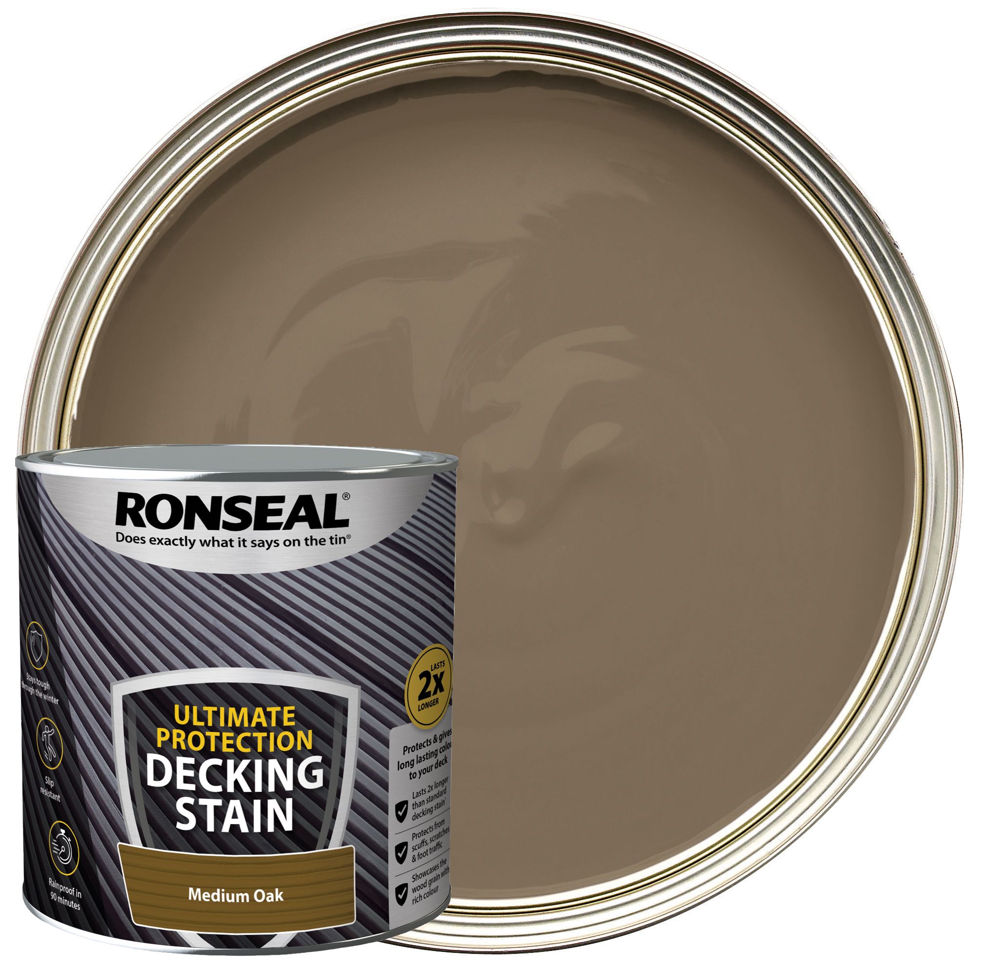 Image of Ronseal Ultimate Protection Medium Oak Decking Stain - 2.5L