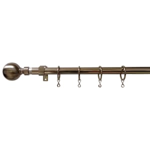Metal Double Curtain Pole Ball Finial Extendable 1.2m 2m Antique Brass 19/19mm 