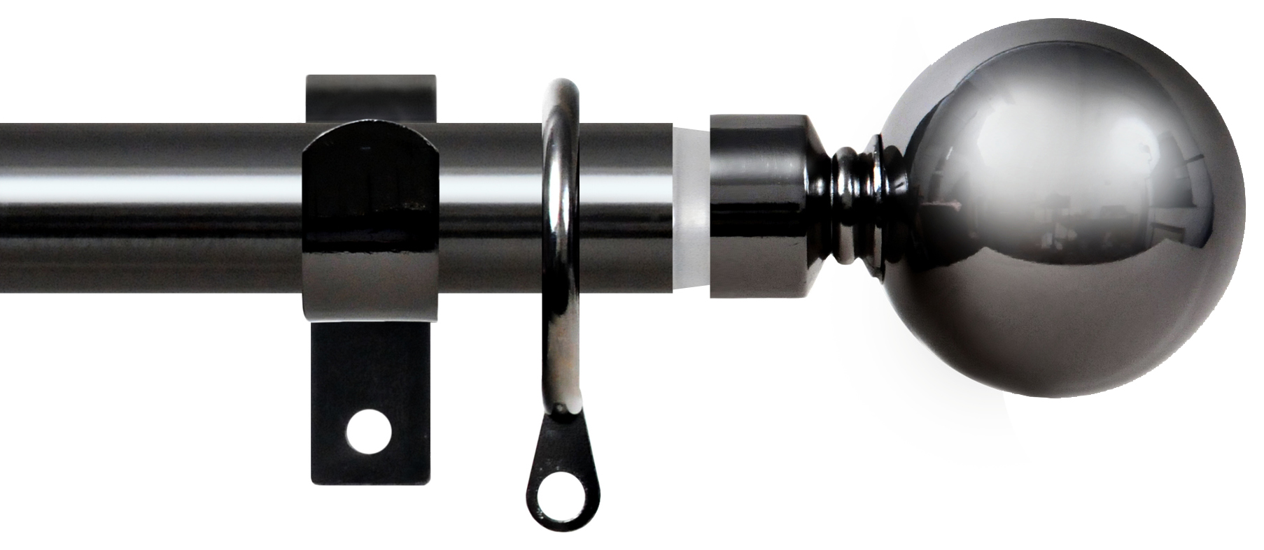 Image of Wickes 16/19mm Extendable Metal Curtain Pole - Black Nickel (2.1 - 3.6m)