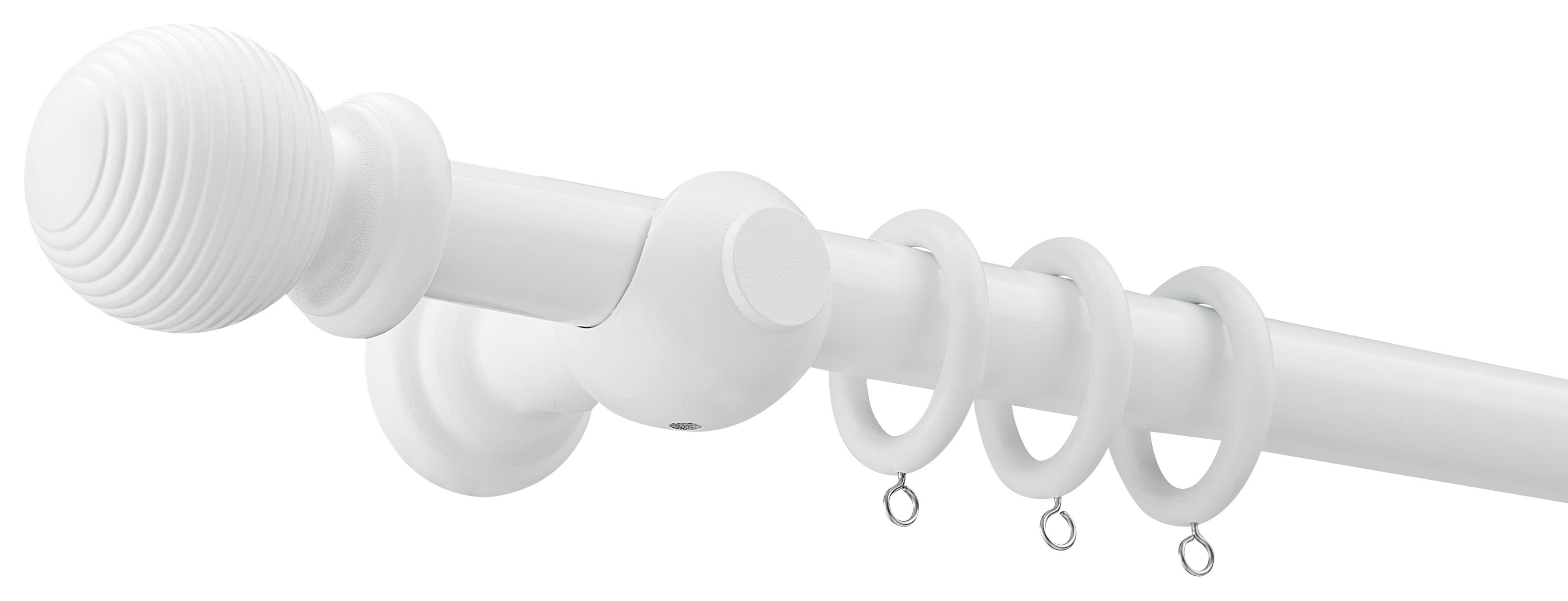 Wickes 28mm Wooden Fixed Curtain Pole White 1.5m - 2.4m