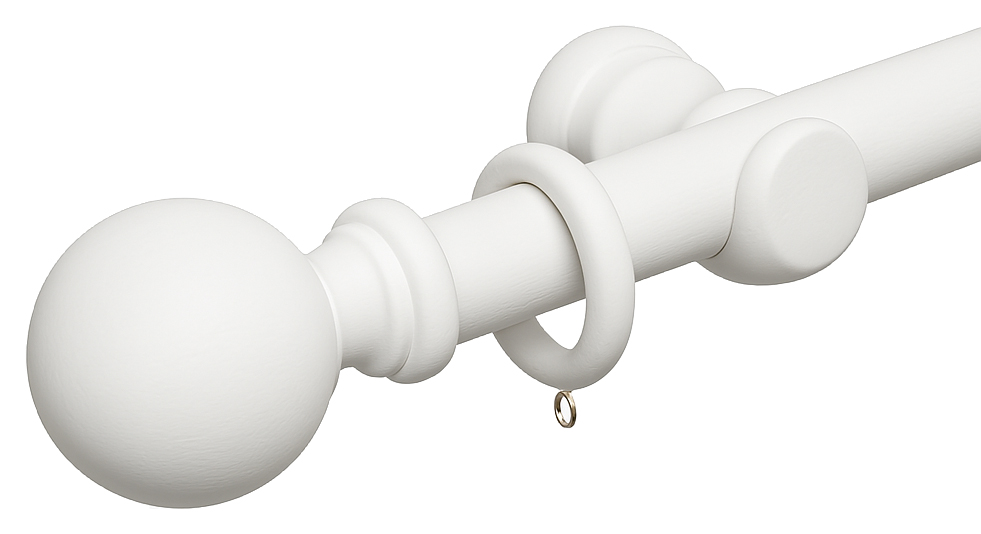 Image of Wickes 28mm Wooden Curtain Pole White (1.8m)