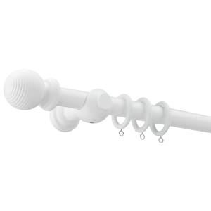 Image of Wickes 28mm Wooden Curtain Pole White (1.8m)