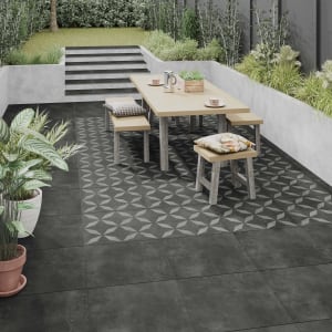 Amberley Anthracite Glazed Outdoor Porcelain Tile 600 x 600 x 20mm - Pack of 2