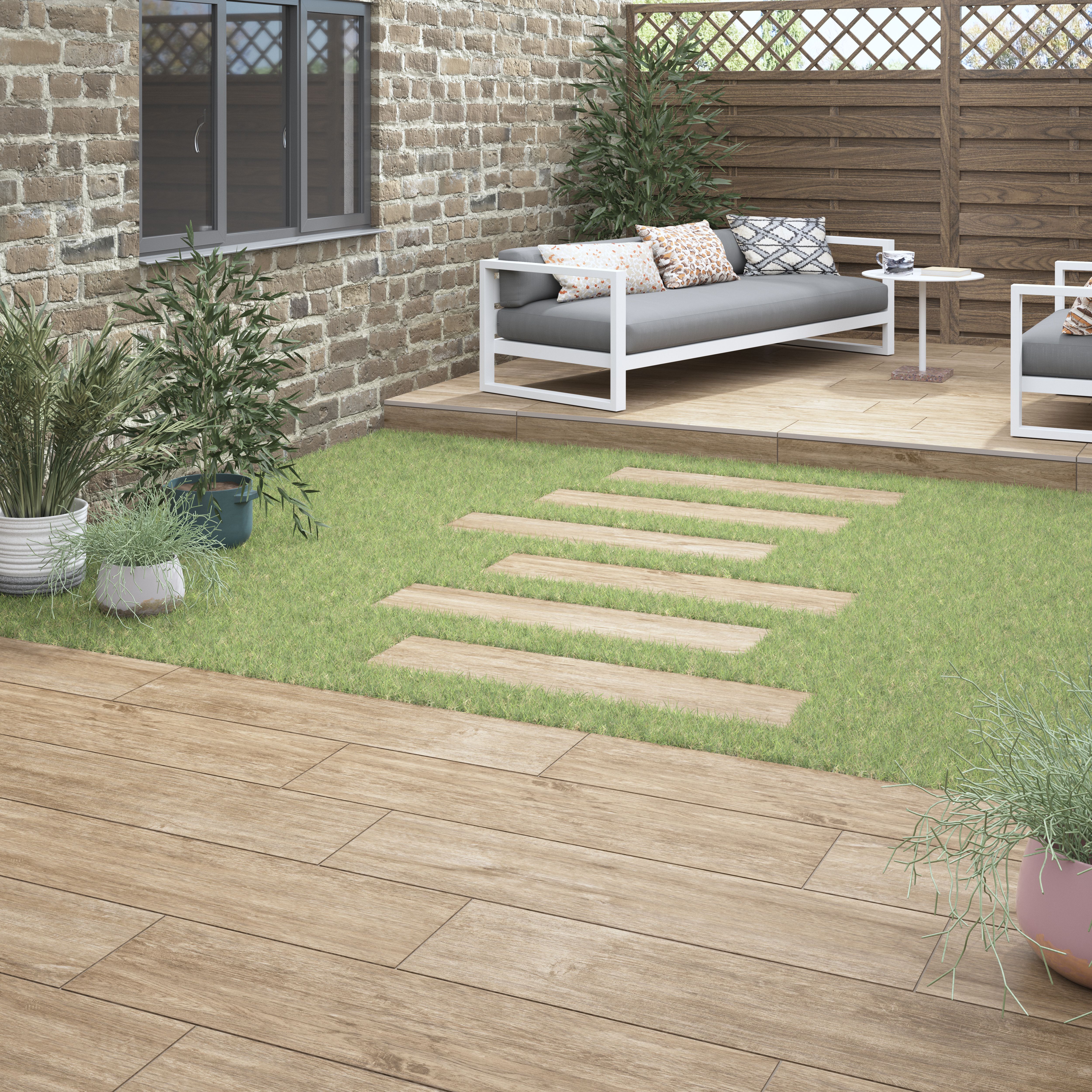 Harting Oak Glazed Outdoor Porcelain Paving Tile - 300 x 1200 x 20mm - Pack of 2