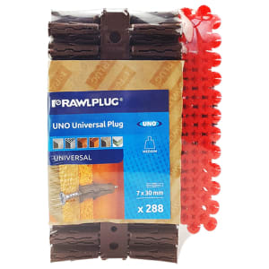 Rawlplug UNO Brown and UNO Red wall plugs - 384 Pack