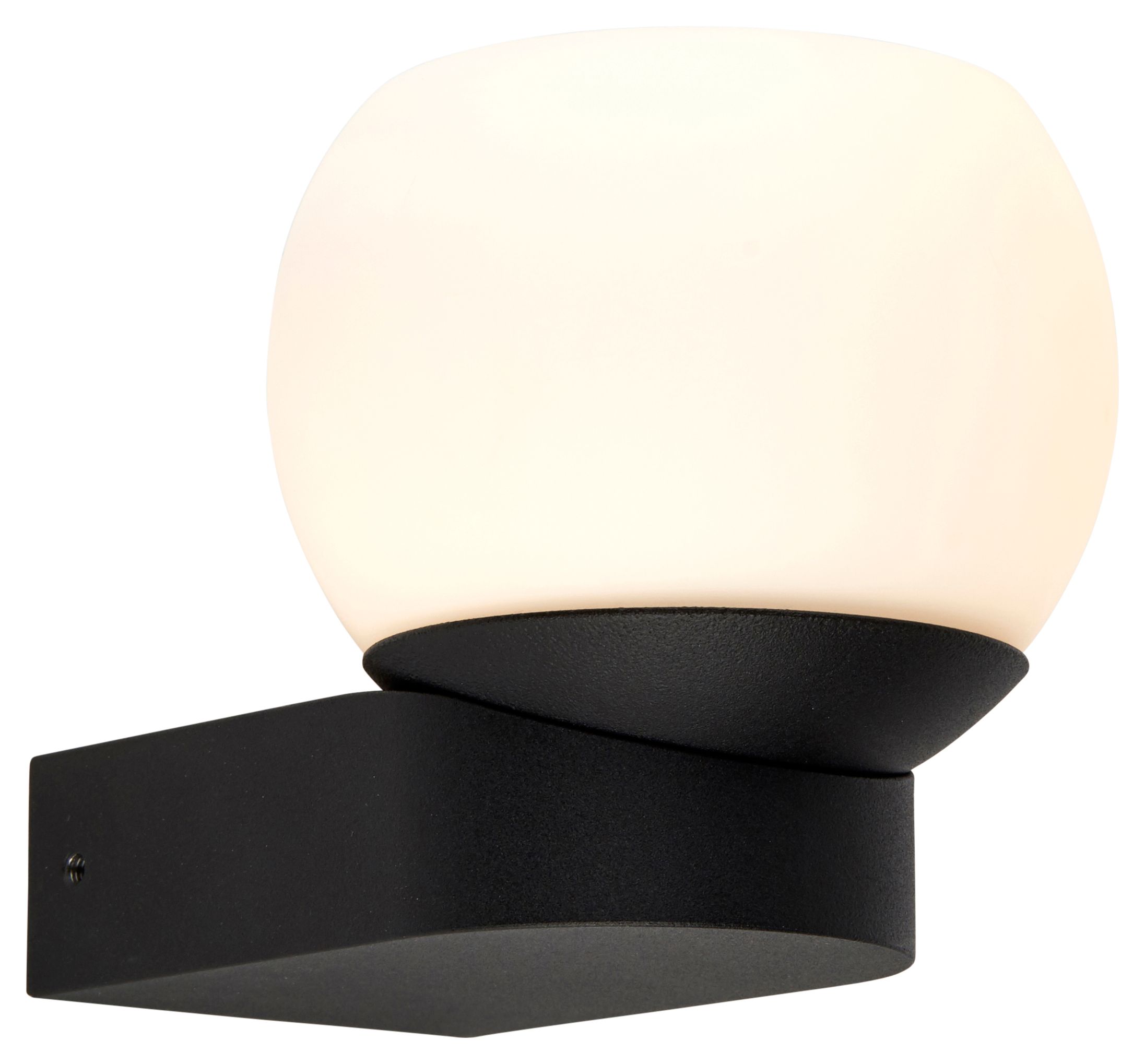 Saxby IP44 Bond Bathroom LED Wall Light - Matt Black with Opal Glass Shade