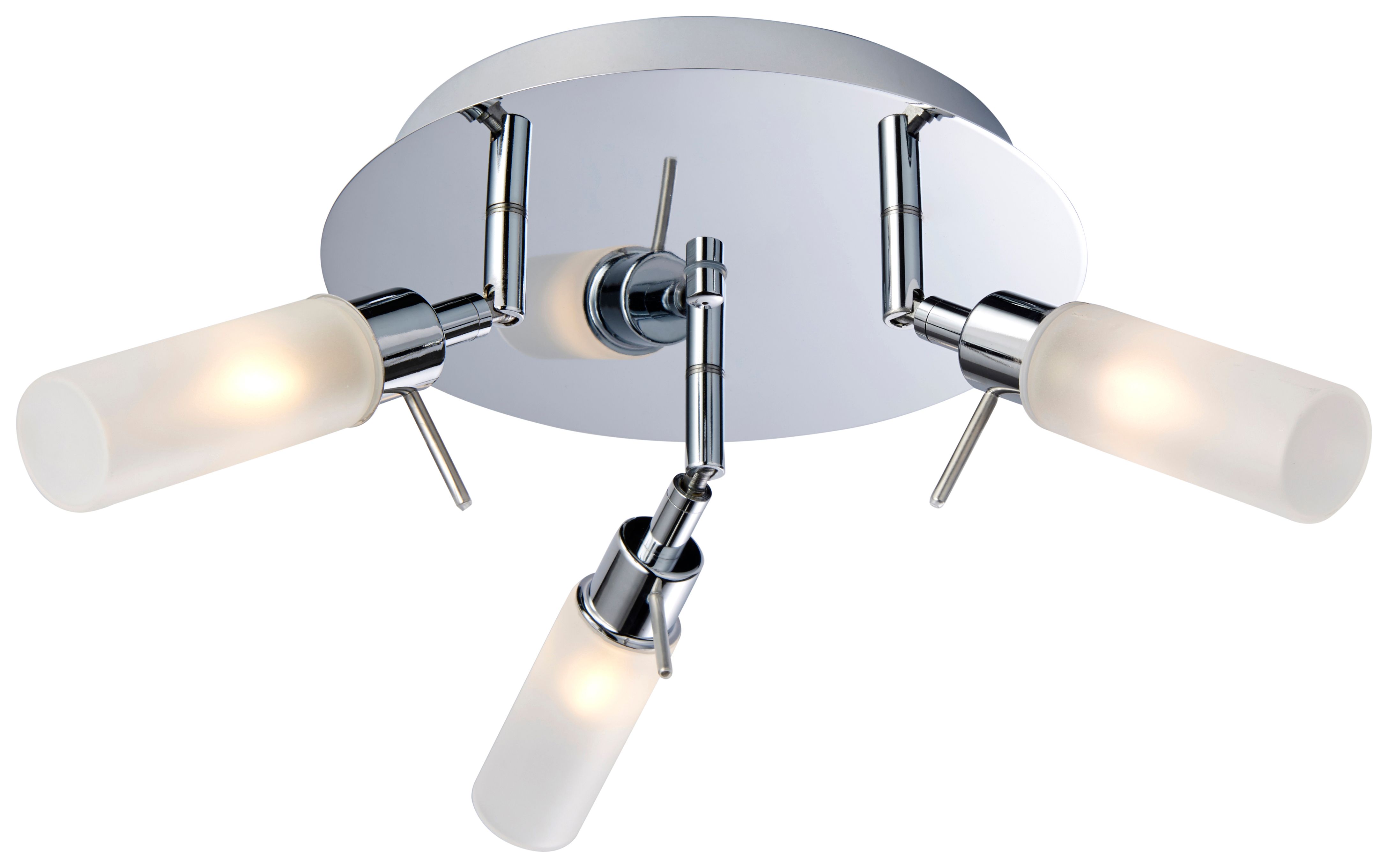 Image of Saxby IP44 Perle Bathroom 3 Light Plate LED Spotlight - Chrome with Opal Polycarbonate Shades