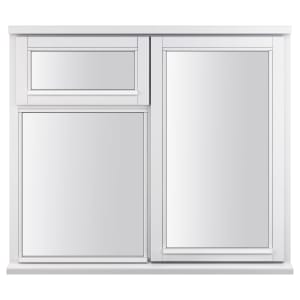 White Double Glazed Timber Casement Window - 3-Lite Right Hung & Top Hung