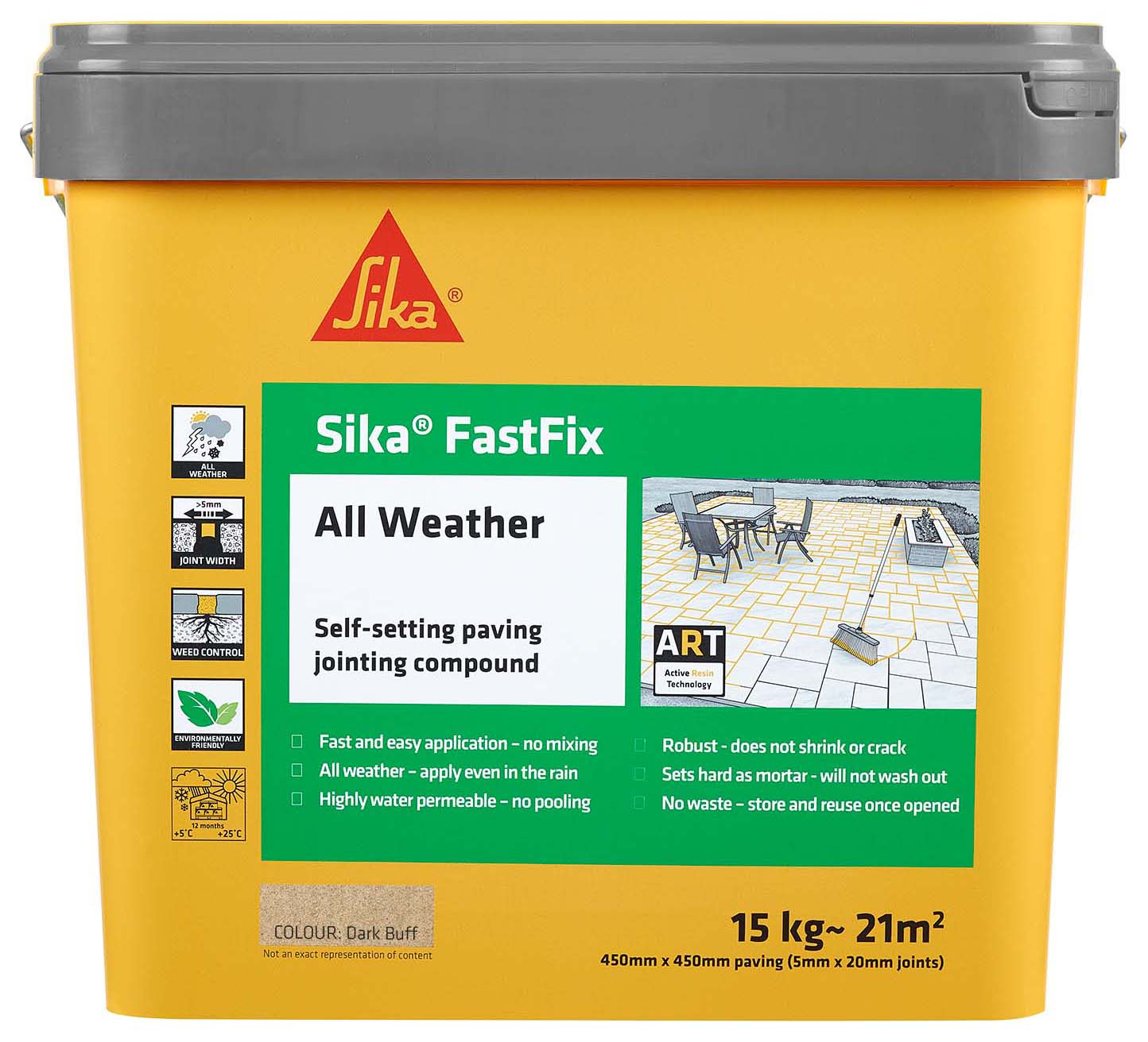 Sika FastFix All Weather Jointing Paving Compound Dark Buff - 15kg