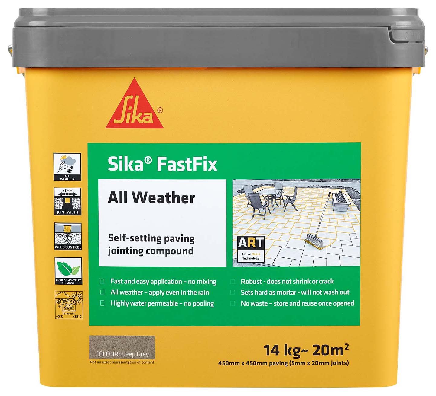 Sika FastFix All Weather Jointing Paving Compound Deep Grey - 14kg
