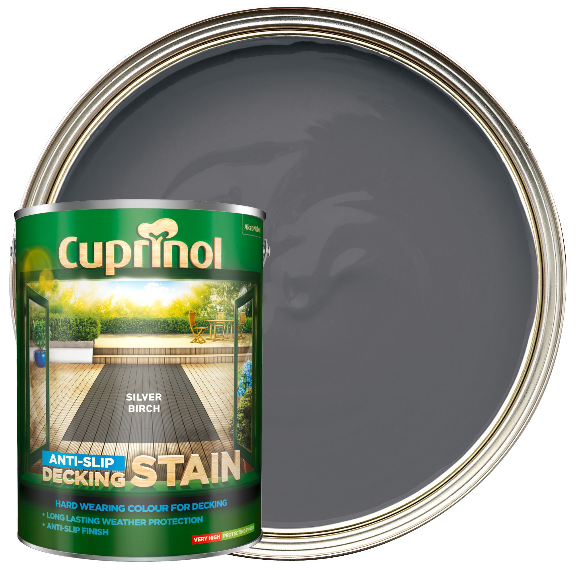 Image of Cuprinol ANTI-SLIP Decking Stain Silver Birch 5L