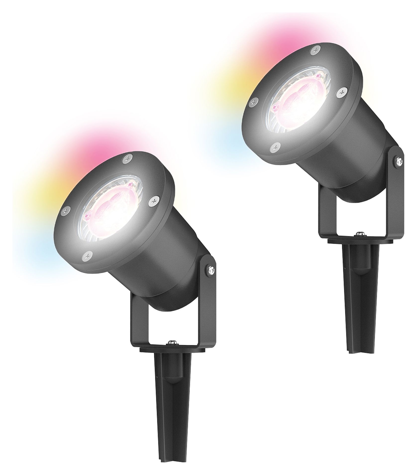 Image of 4lite WiZ Smart LED IP65 Spike Light Twin Pack with GU10 Lamps