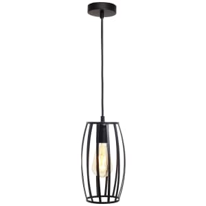 4lite WiZ Smart Blackened Silver Pendant Light with Pear Shape Cage Shade & ST64 E27 Vintage Lamp