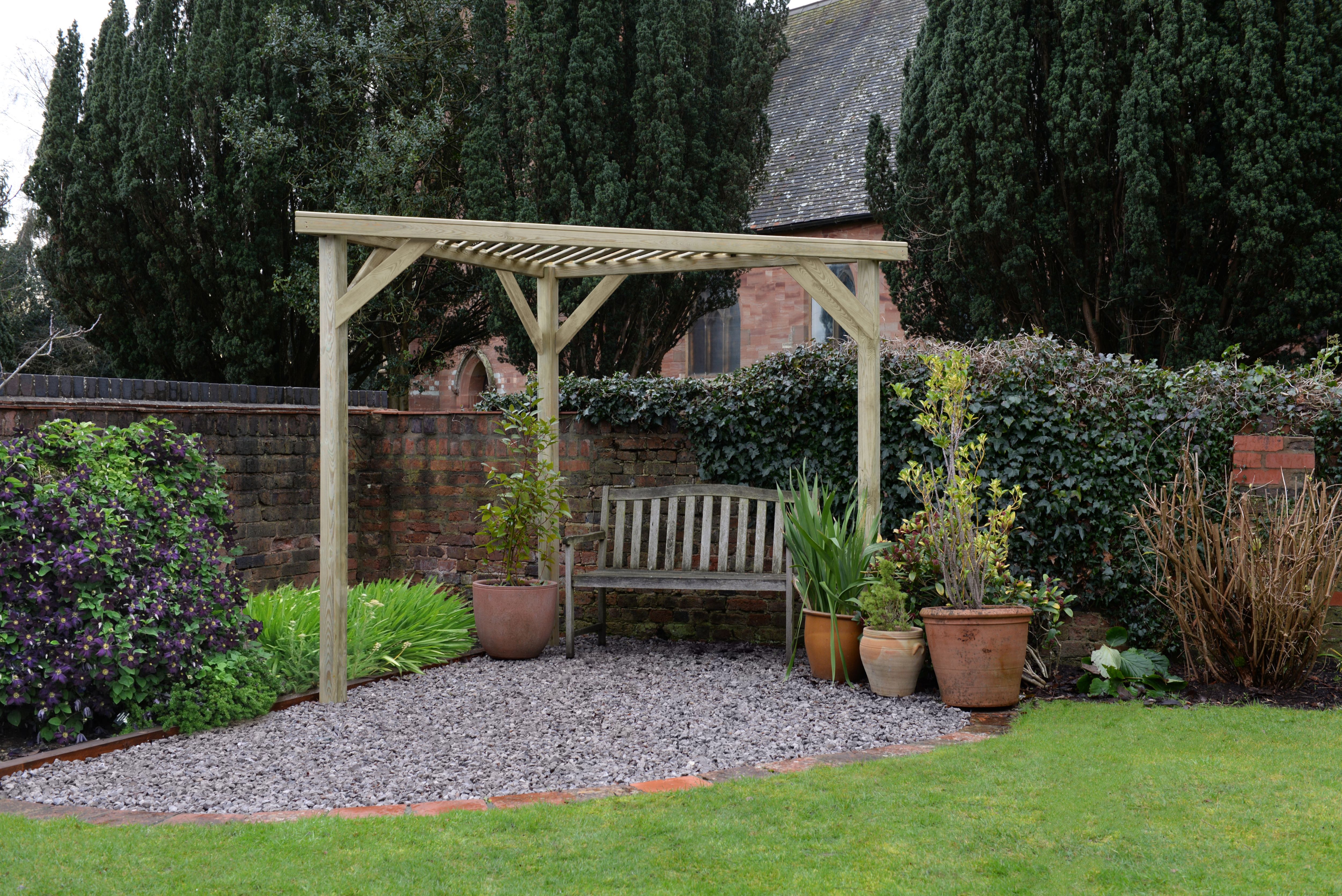 Forest Garden Slatted Corner Pergola - 297 x 149cm