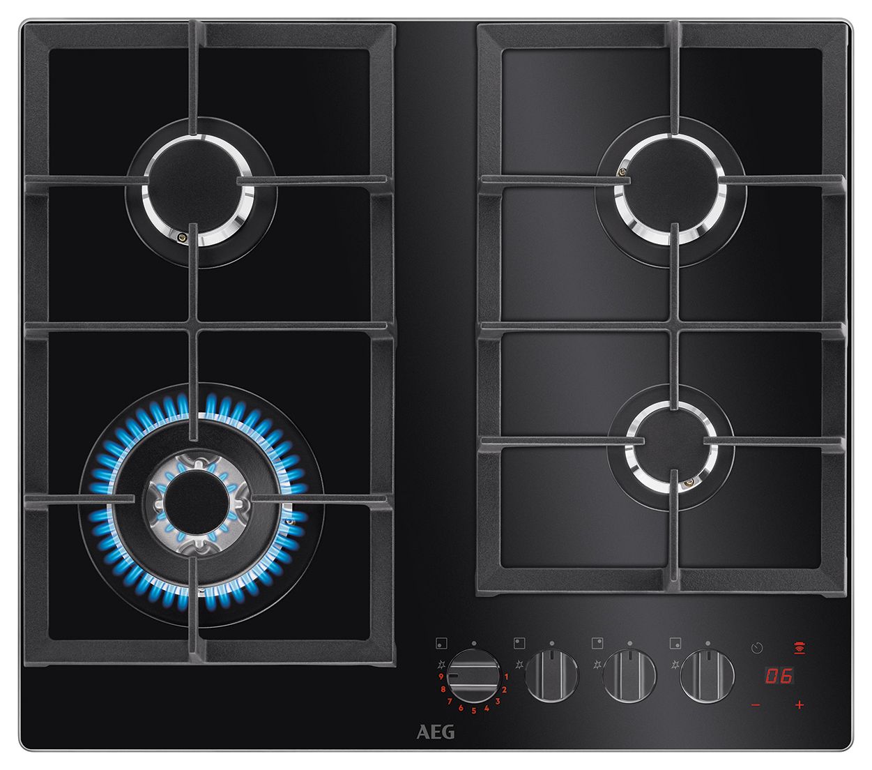 Image of AEG HKB64450NB Black Gas Hob - 60cm