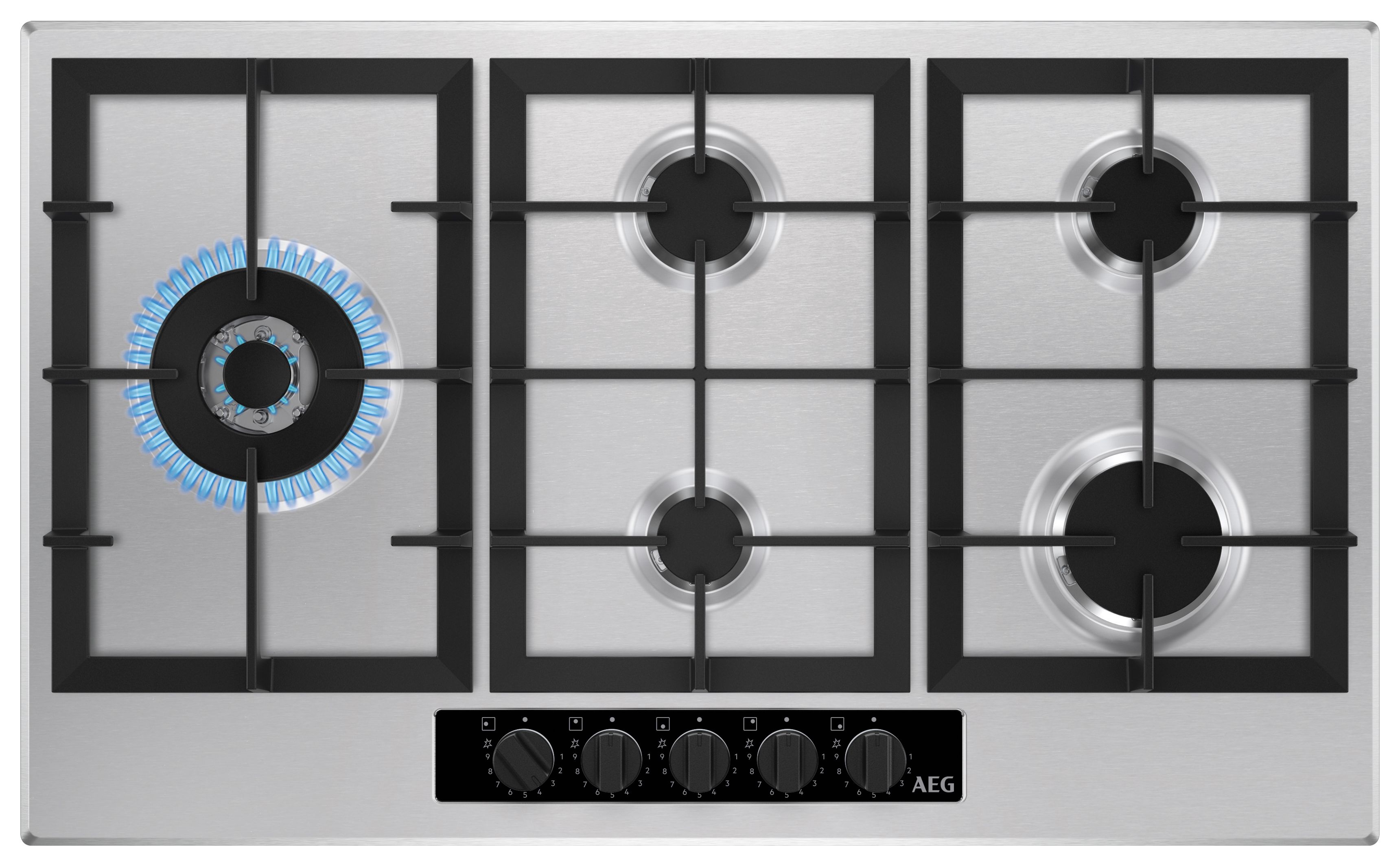 Image of AEG HGB95522YM Stainless Steel Gas Hob - 90cm