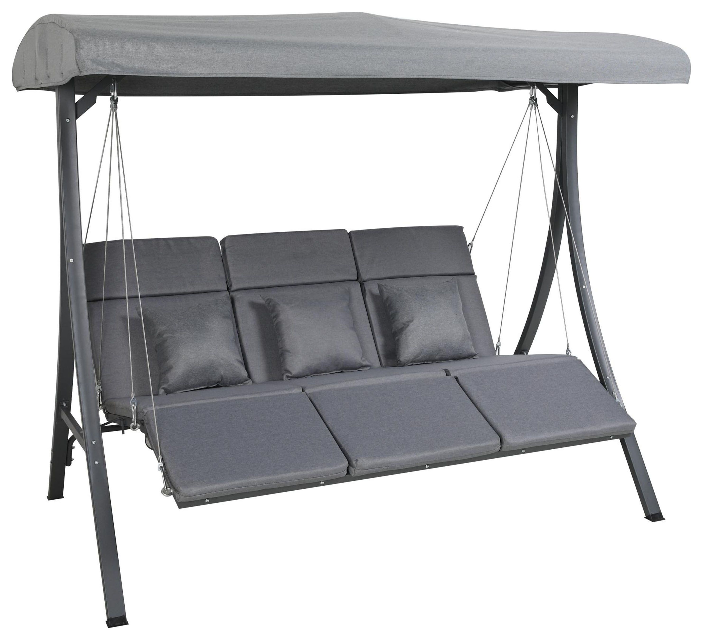 Image of Charles Bentley 3 Seater Garden Lounger Swing Chair - Grey