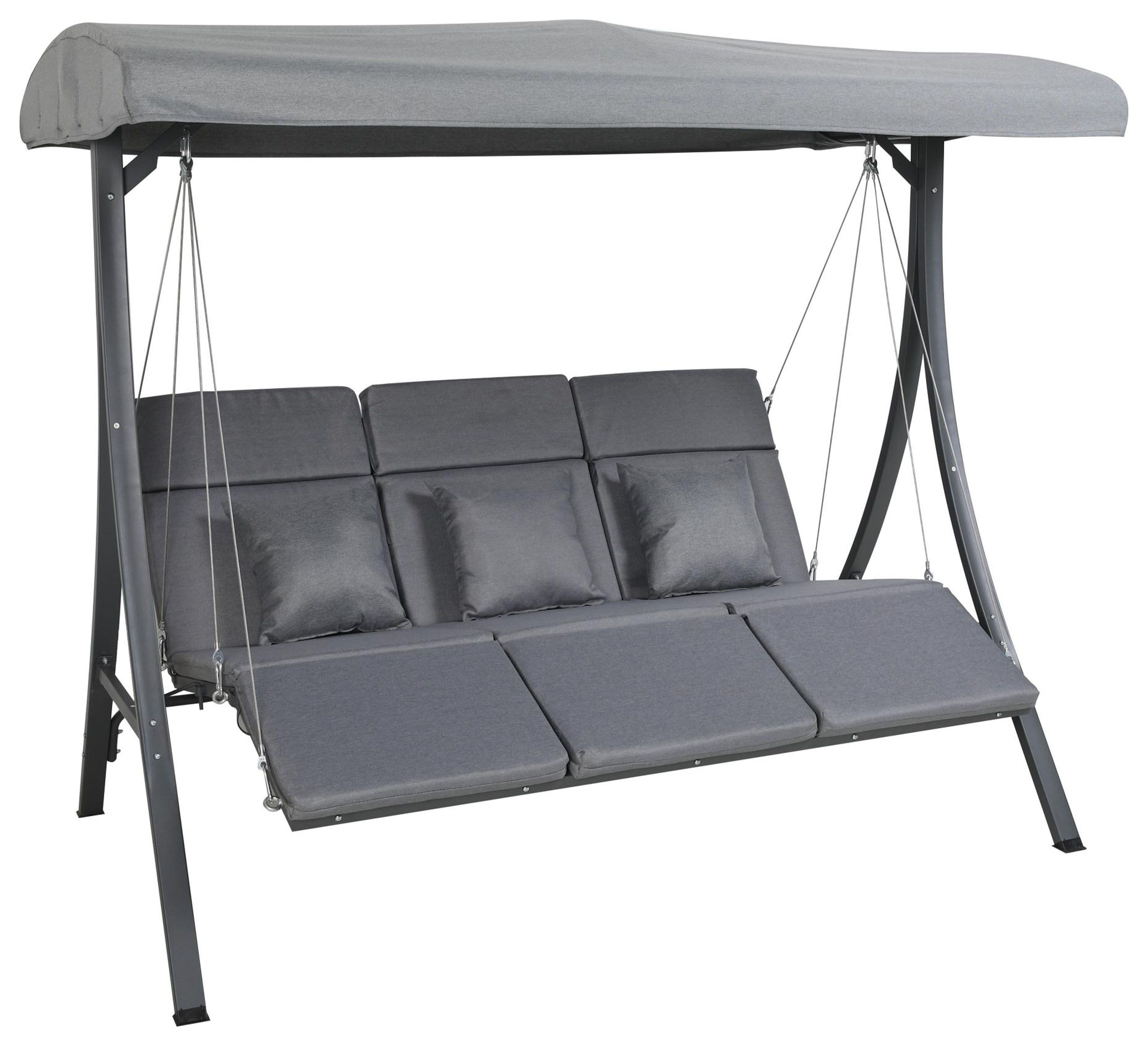 Charles Bentley 3 Seater Garden Lounger Swing Chair - Grey