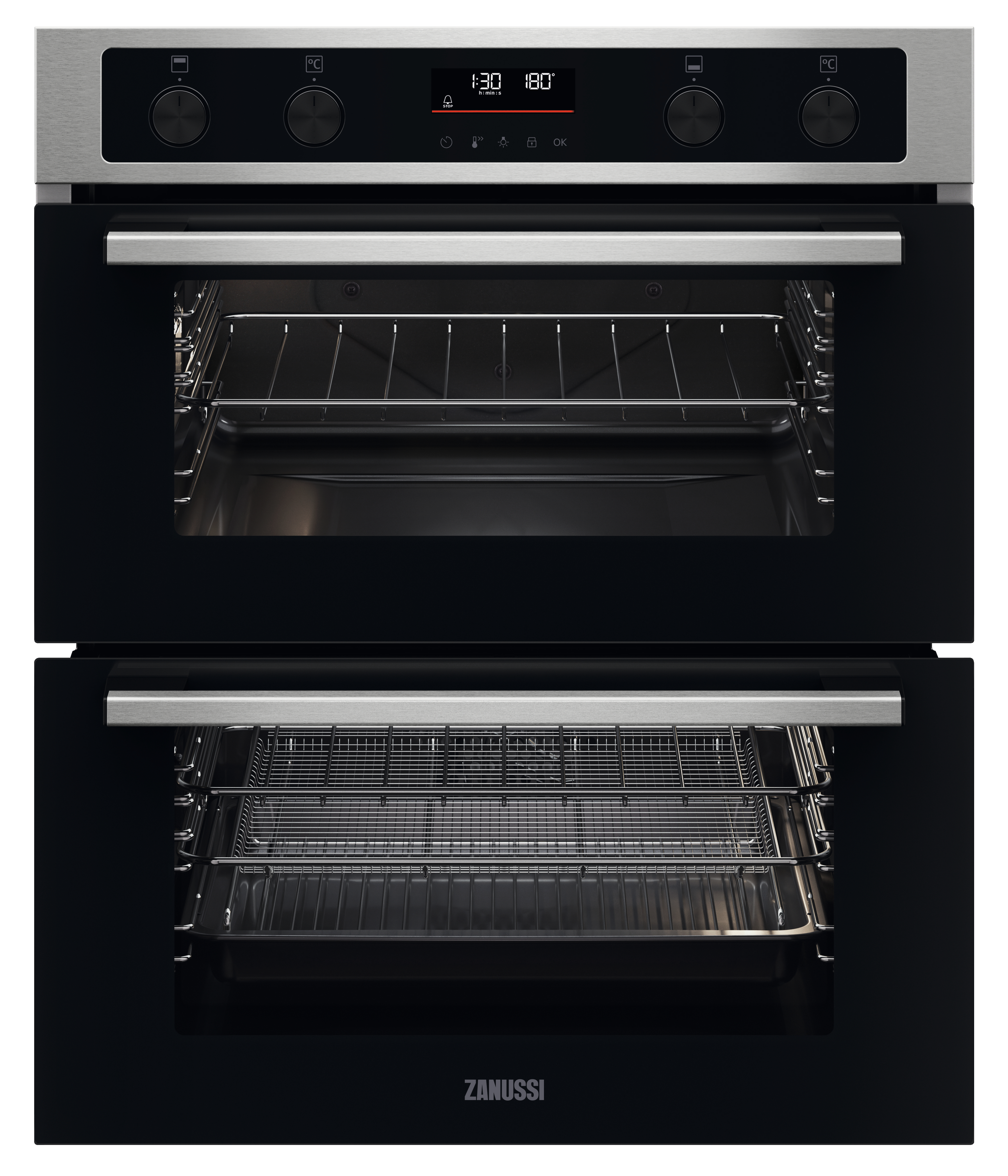 Image of Zanussi ZPCNA4X1 Built-Under Double Oven - Stainless Steel
