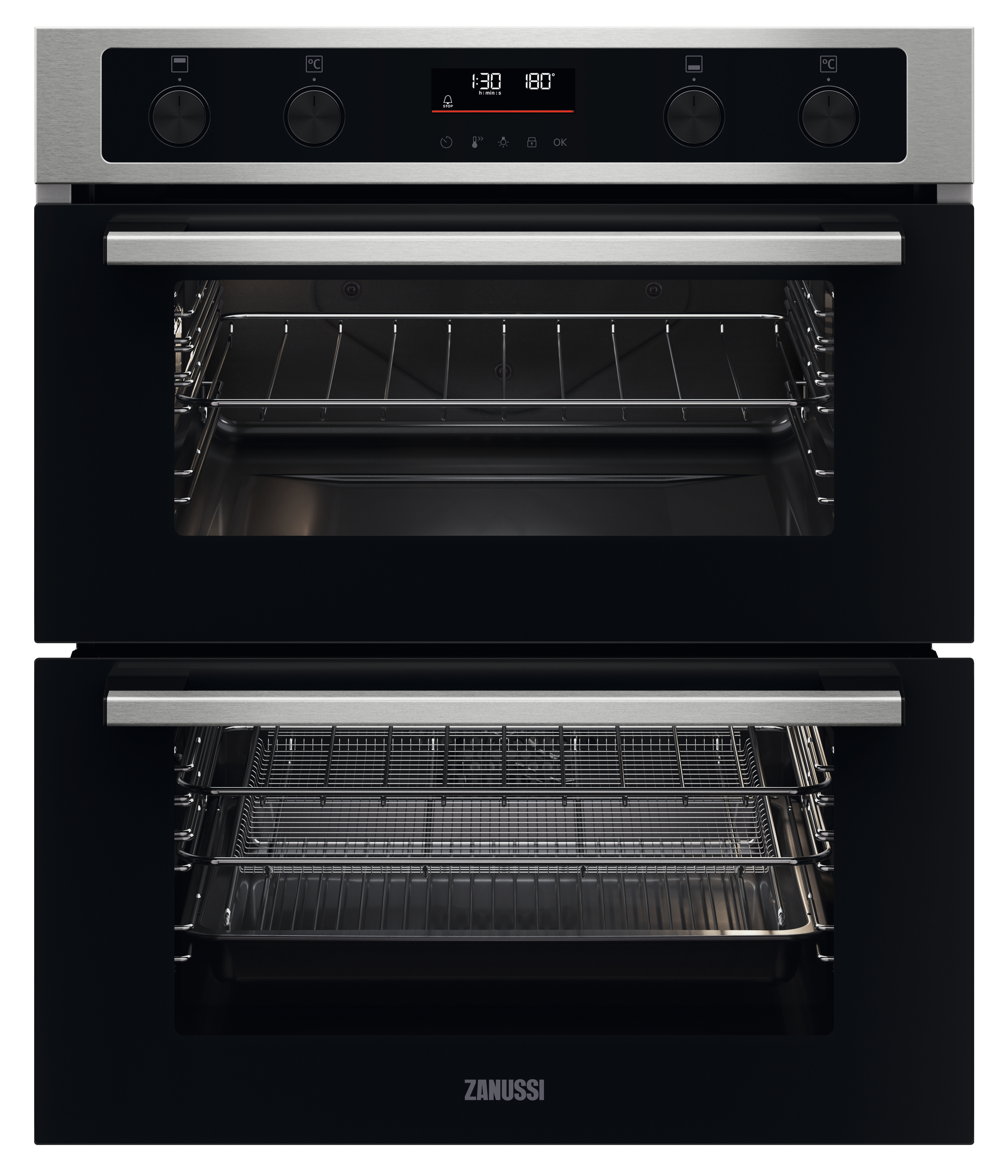 Zanussi ZPCNA7XN Built-Under Double Oven - Stainless Steel