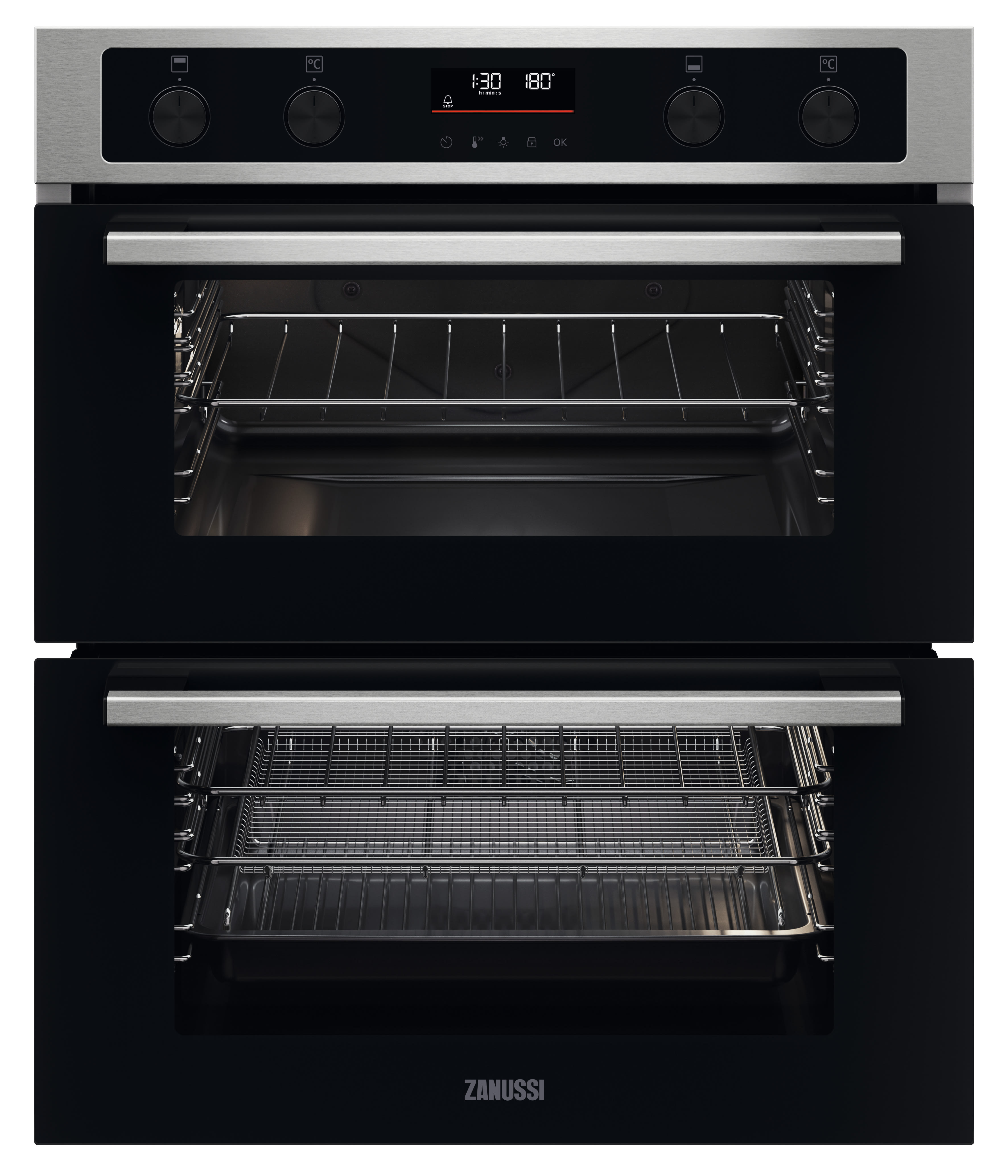 Zanussi ZPCNA4X1 BuiltUnder Double Oven Stainless Steel Wickes.co.uk