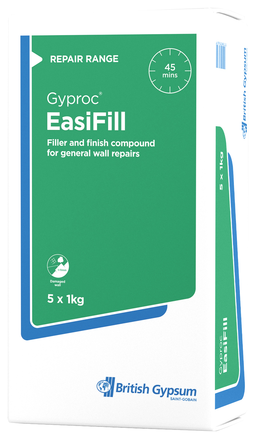 Image of Gyproc EasiFill Powder Filler 5x1kg, in White, Size: 5kg