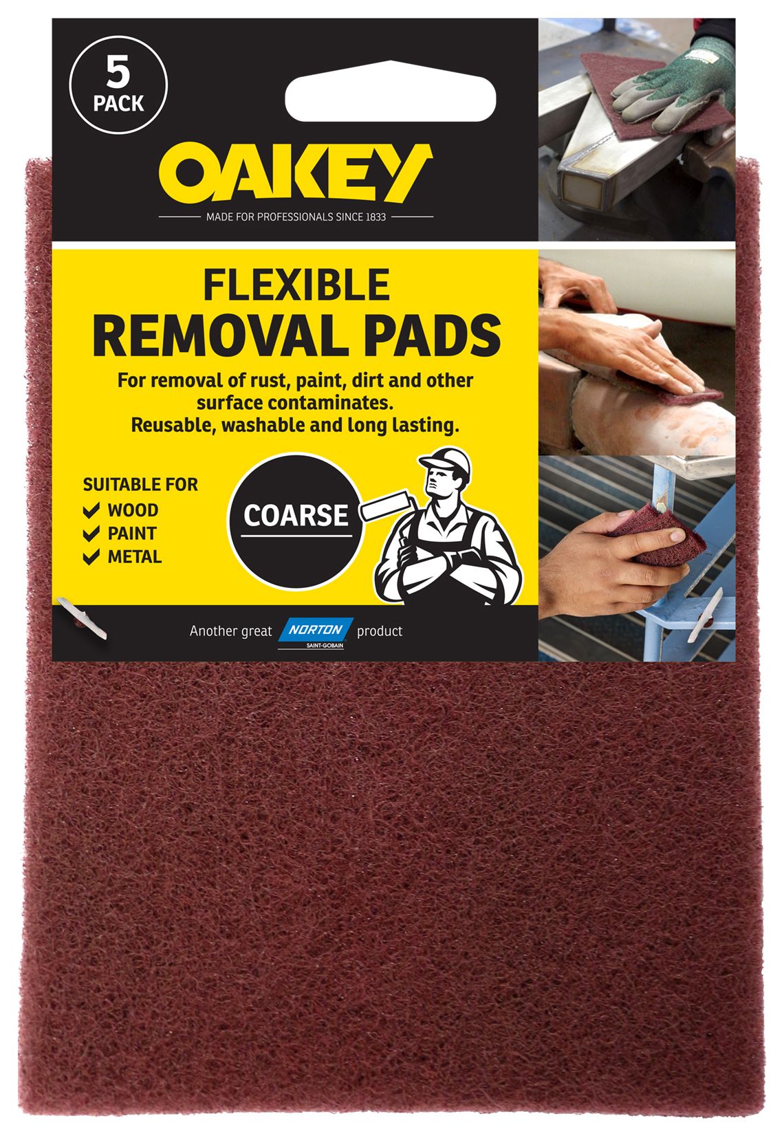 Oakey Flexible Removal Pads - Pack of 5