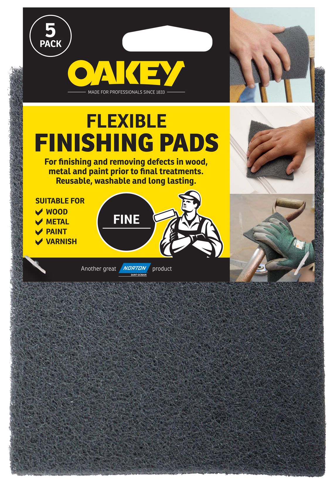Image of Oakey Flexible Finishing Pads - Pack of 5