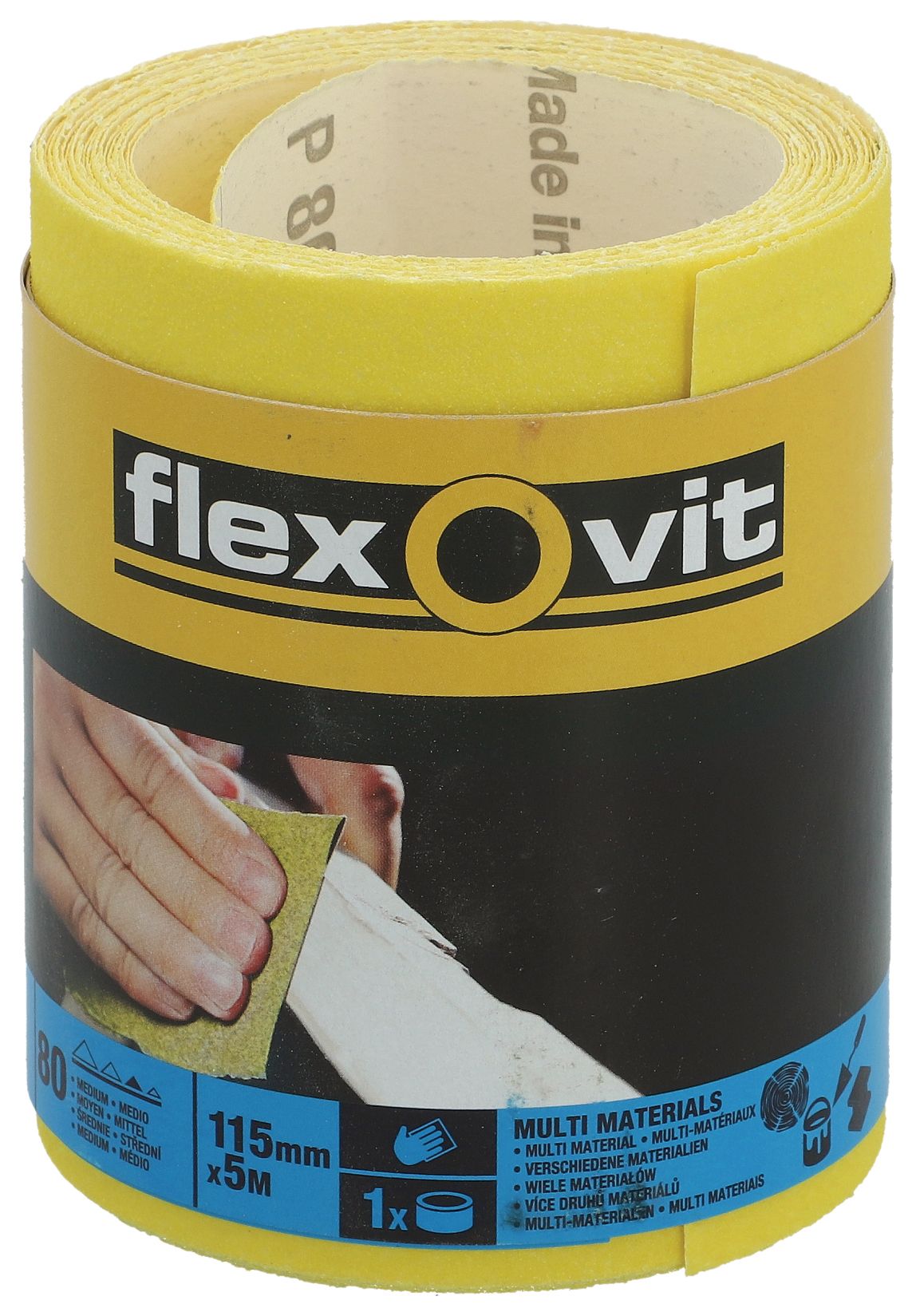 Image of Flexovit 80 Grit Medium Sanding Roll - 5m x 115mm