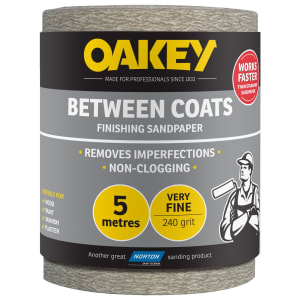 Oakey 240 Grit Between Coats Sandpaper Roll - 5m x 115mm