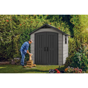 Keter Premier 7.5 x 7ft Double Door Outdoor Apex Garden Storage Shed - Grey