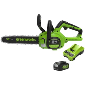 Image of Greenworks Cordless Brushless Chainsaw 24V with 4Ah Battery & Charger - 30cm